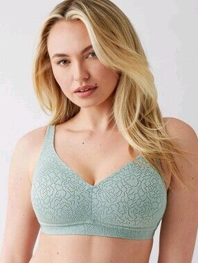 Wacoal Womens Size 38 DDD Inside Job Unlined Unpadded Green Floral Bra 852345
